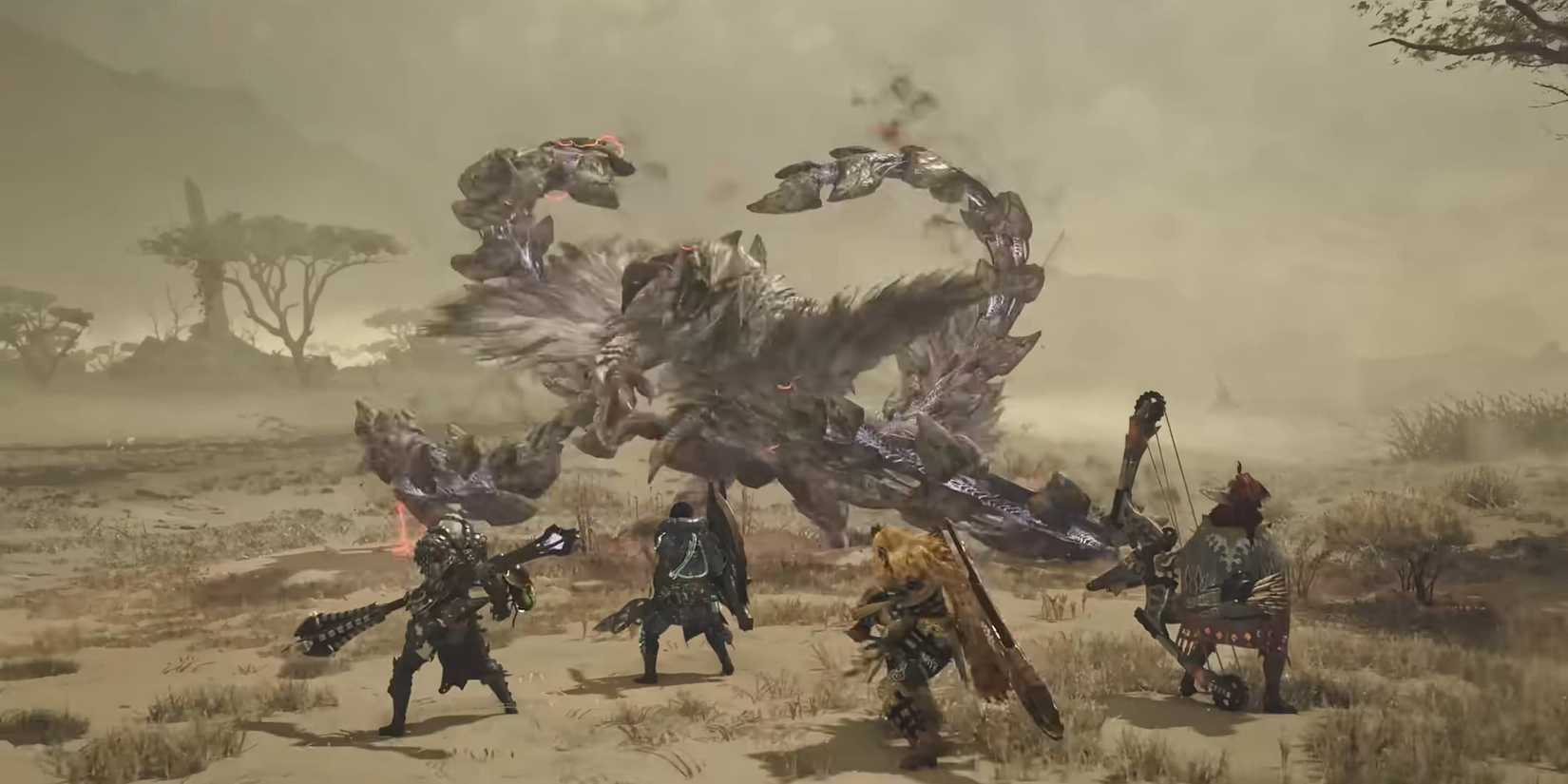 Monster Hunter Wilds Trailer Arkveld fighting party