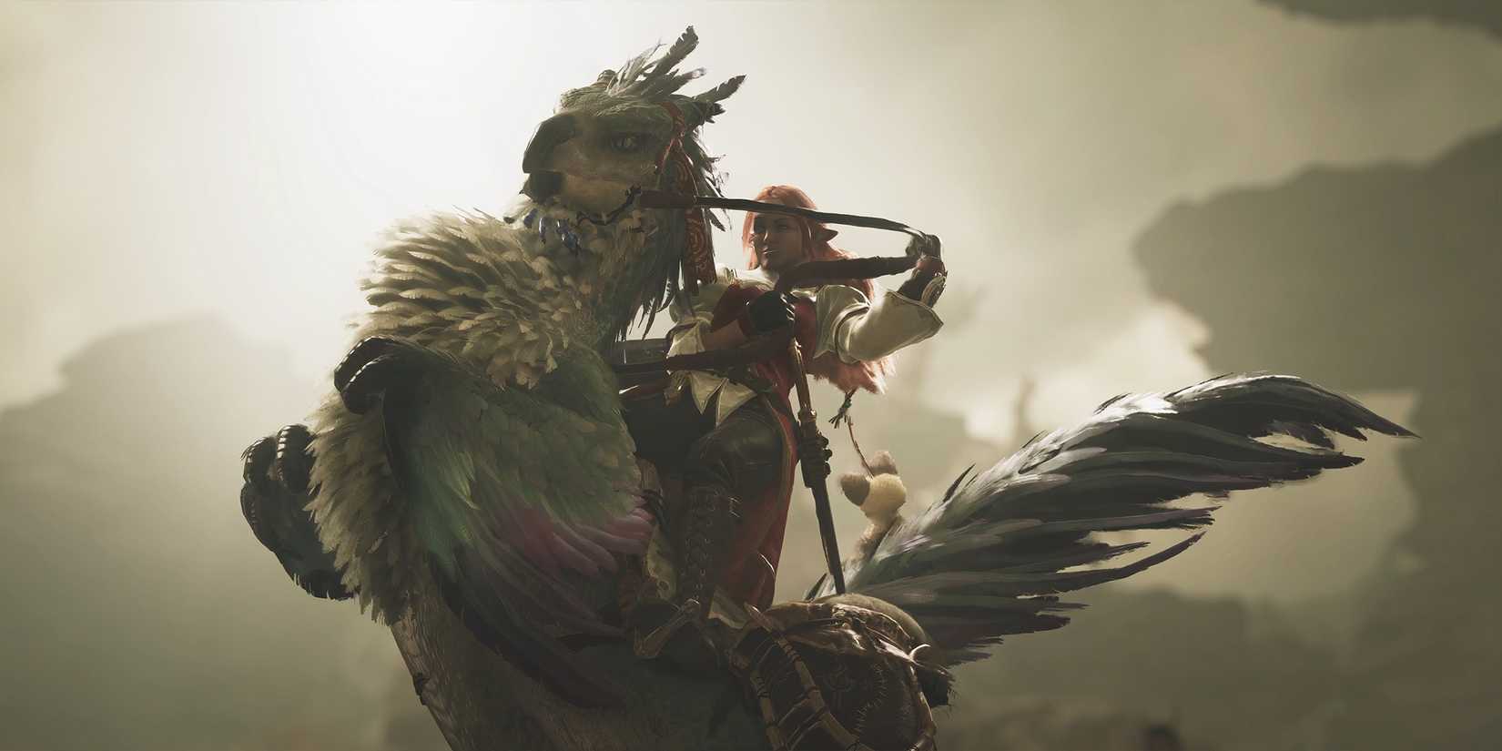 Monster Hunter Wilds player character on Seikret