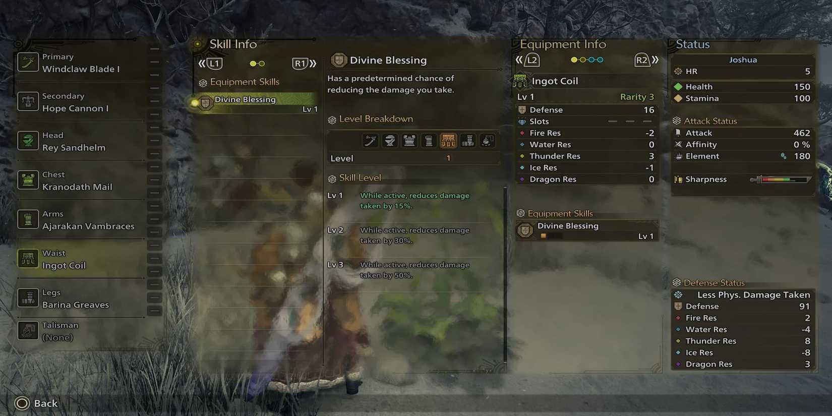 The Divine Blessing Skill In The Menu 