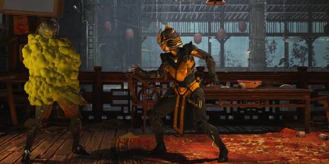 Cyrax trapping Sektor in foam in Mortal Kombat 1