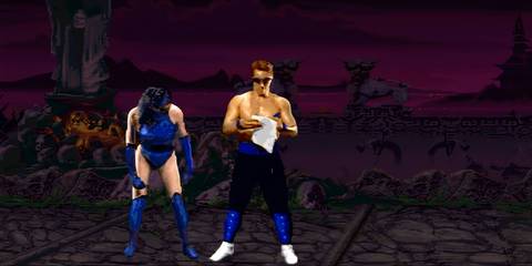 Johnny Cage performing a Friendship on Kitana in Mortal Kombat 2