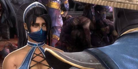 Kitana speaking with Raiden in Mortal Kombat 9