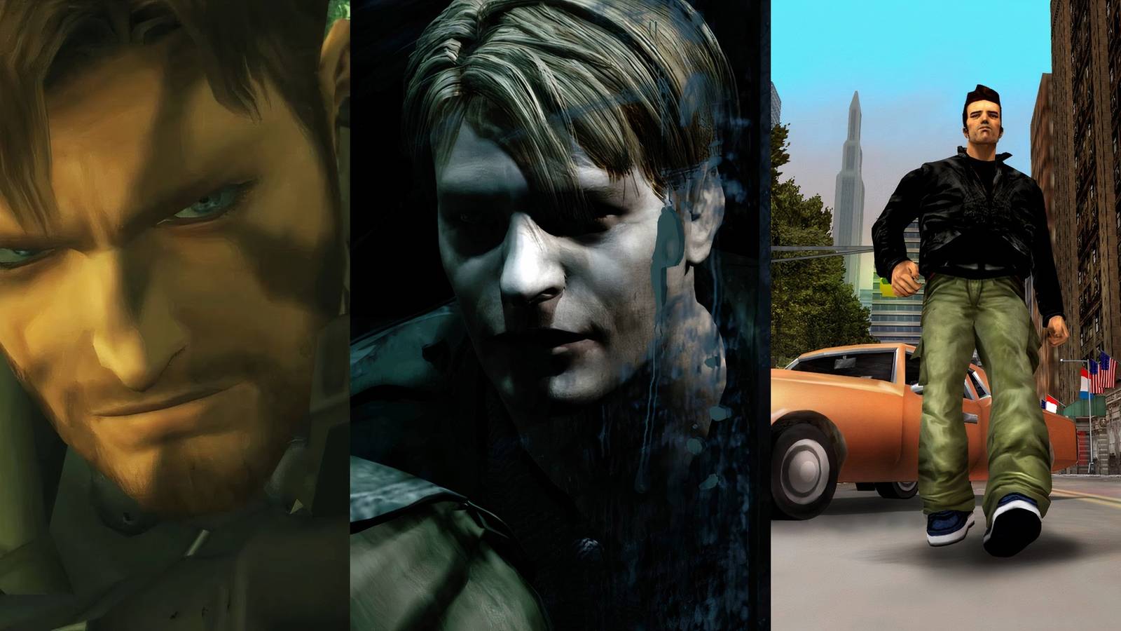 Feature image depicting MGS3, Silent Hill 2, and GTA 3