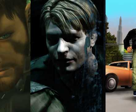 Feature image depicting MGS3, Silent Hill 2, and GTA 3