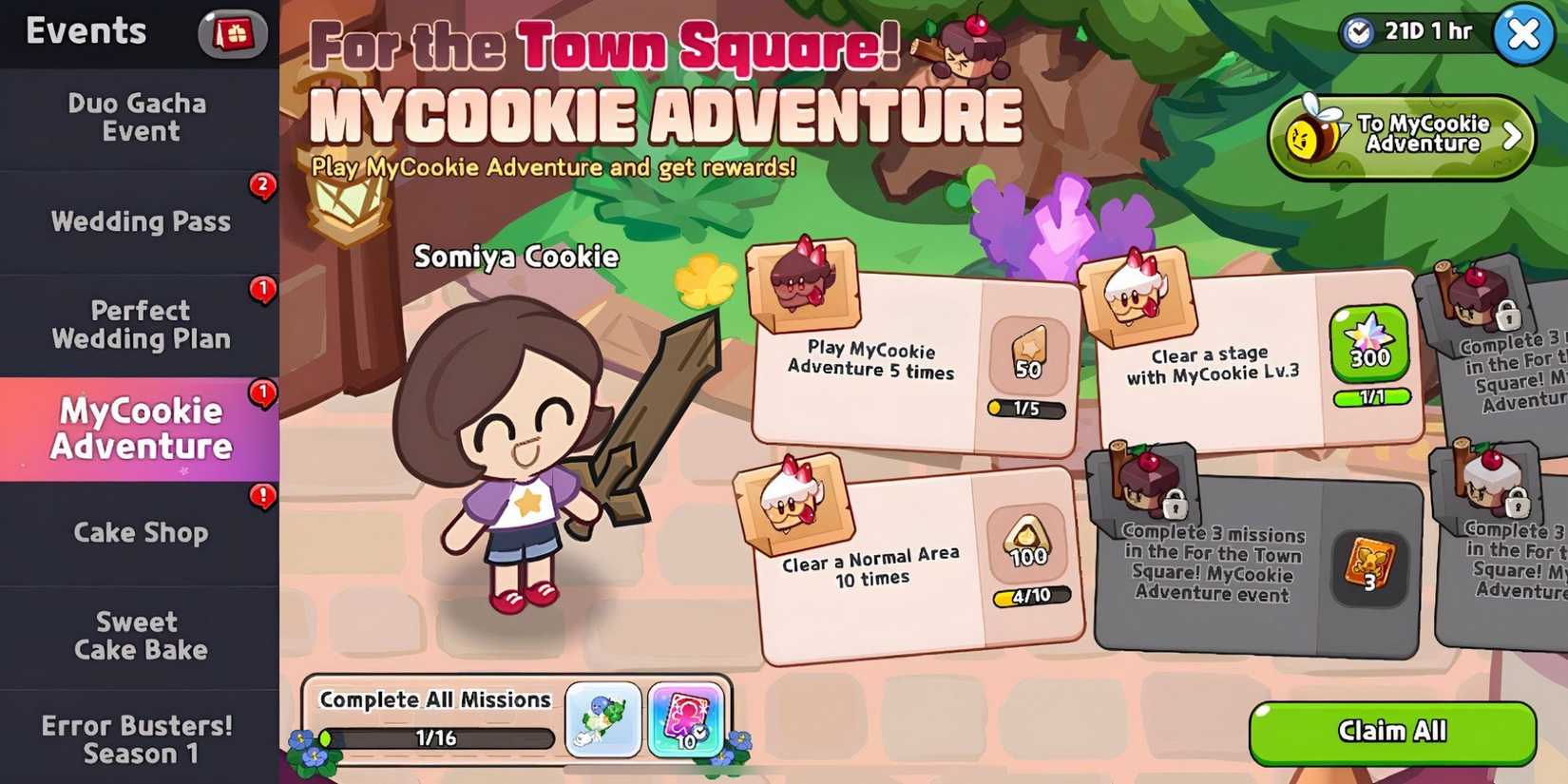 mycookie adventure event rewards in cookie run kingdom