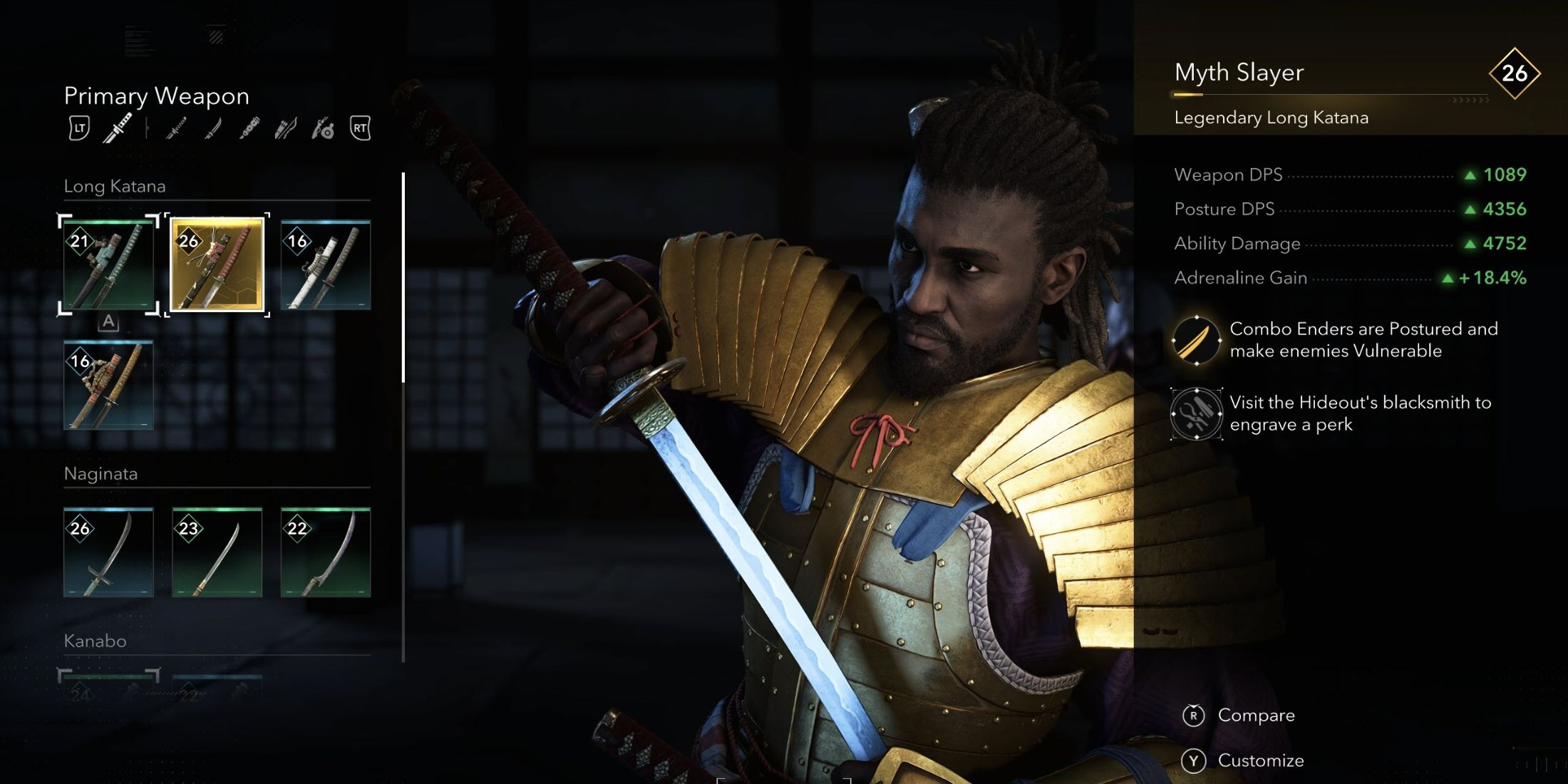 Myth Slayer Long Katana Stats