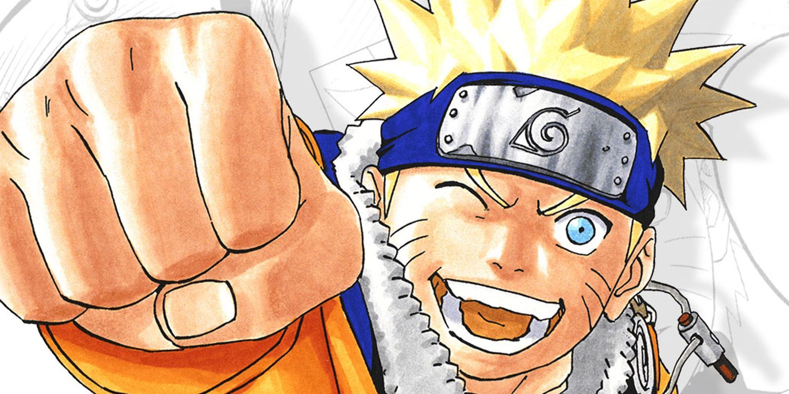 picture: naruto (kid) winking with his right fist raised.