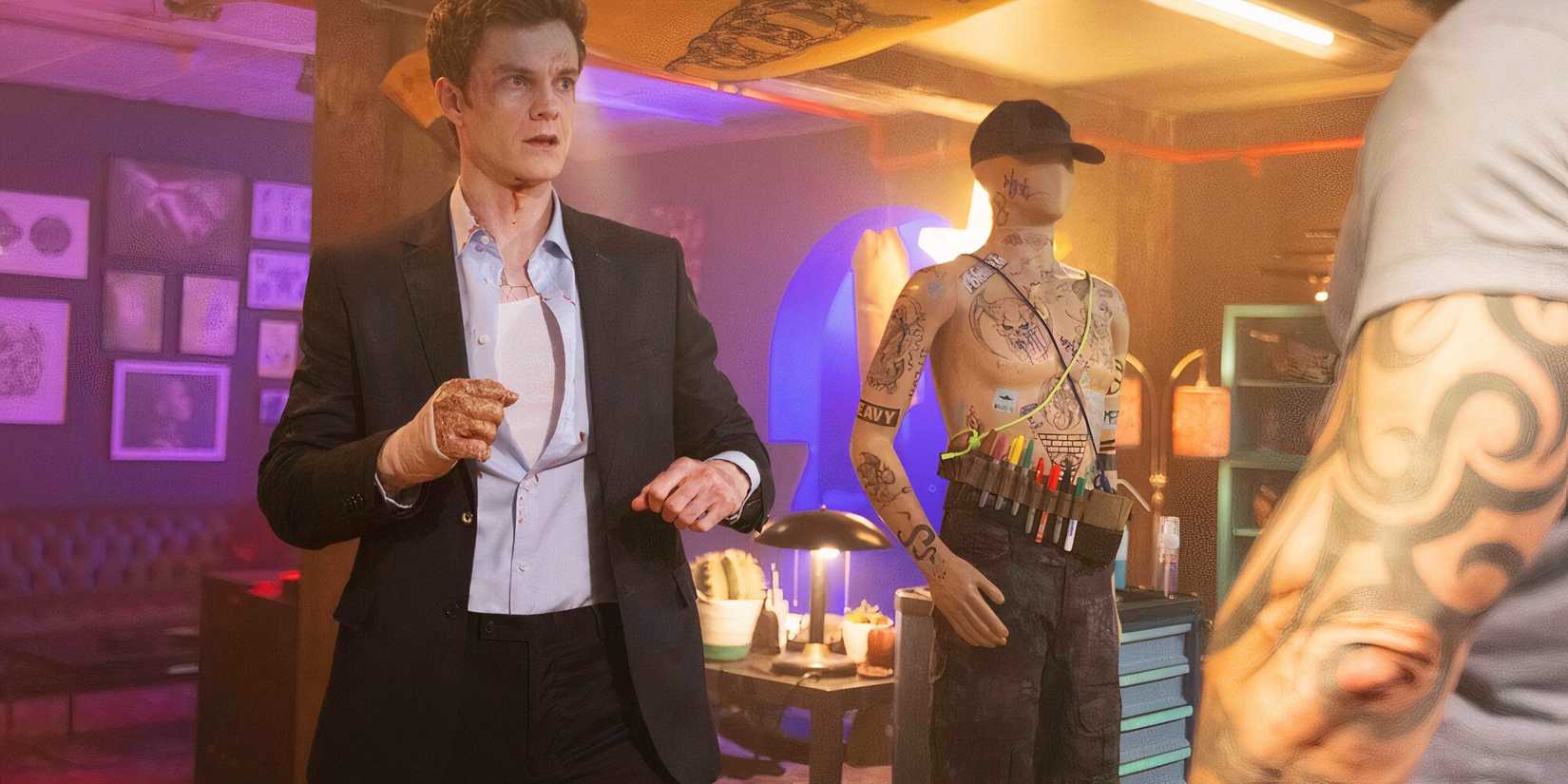 Nathan facing Zeno in Novocaine