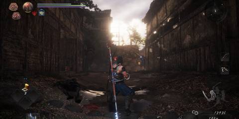 Nioh 2 player standing in a village