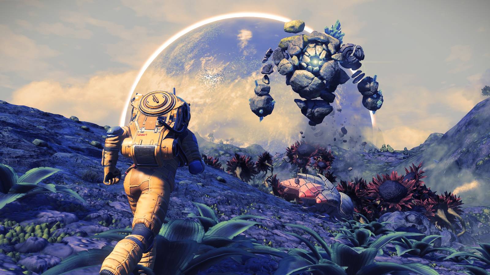 Running towards a creature in No man's sky