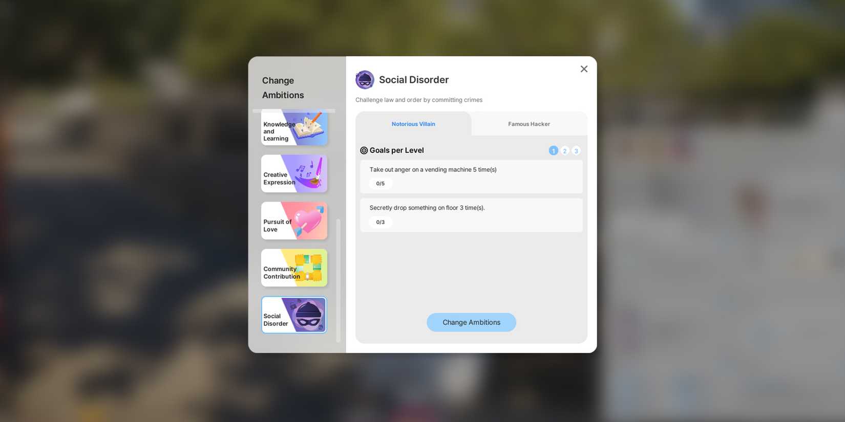 notorious villain ambition in inzoi