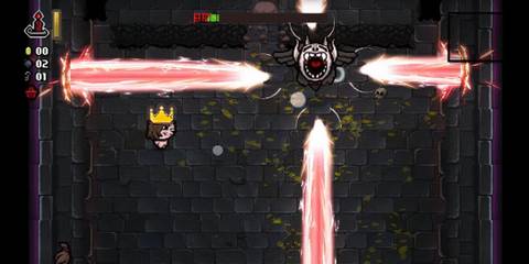 Krampus boss firing reskinned lasers at player