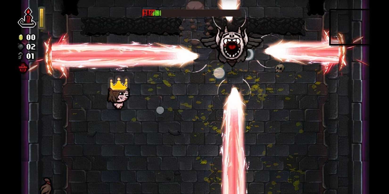 Krampus boss firing reskinned lasers at player