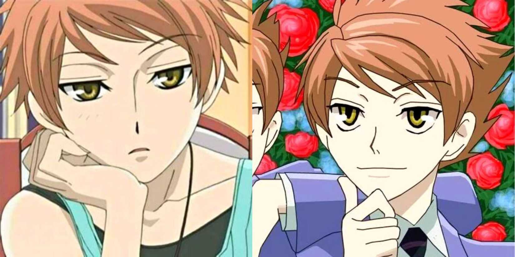 Split images of Hikaru Hitachiin in casual clothes and club attire