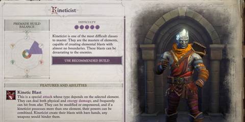 Pathfinder Wrath of the Righteous class page of the Kineticist