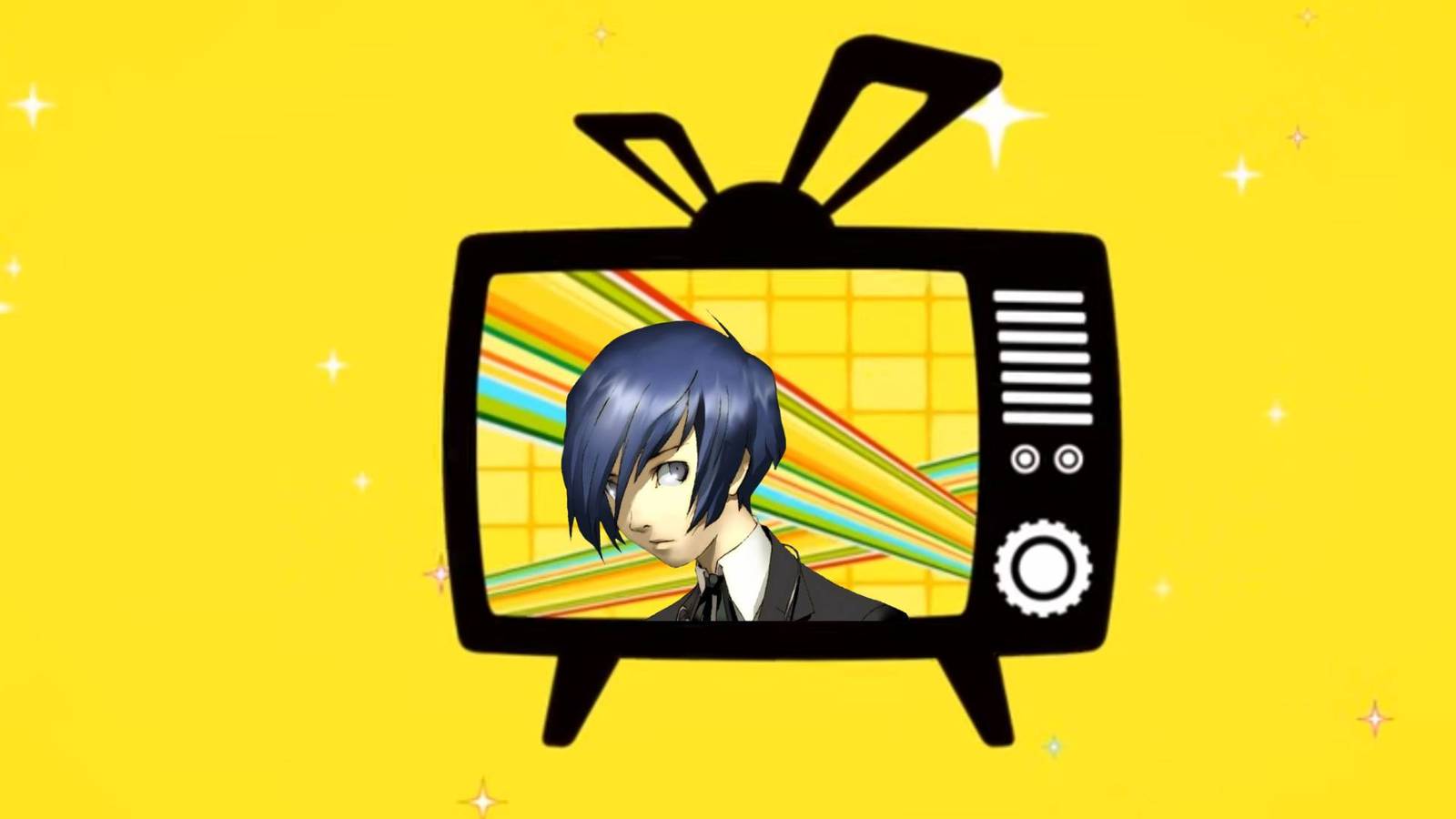 Persona 3's protagonist in the TV from Persona 4 Reload's opening