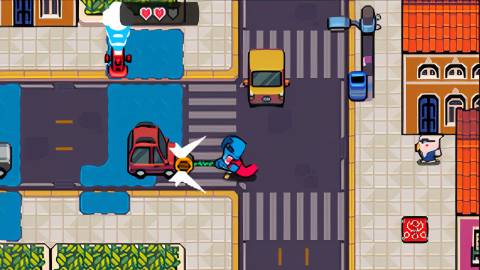 Pipistrello and the Cursed Yoyo attacking a car