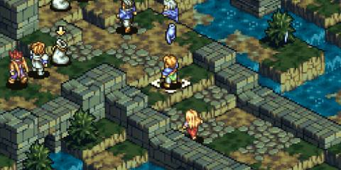 Playing a match at a castle in Tactics Ogre Let Us Cling Together