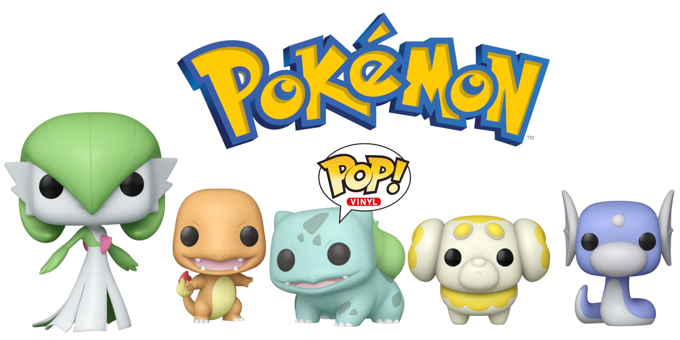 Pokemon Funko Pop with Gardevoir, Dratini, Bulbasaur, Fidough, and Charmander Feature Image