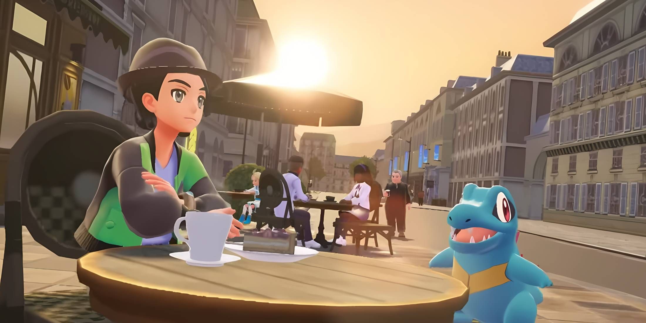 An image from Pokemon Legends: Z-A showing the player character with a Totodile.