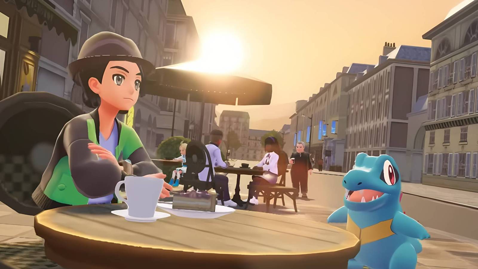An image from Pokemon Legends: Z-A showing the player character with a Totodile.