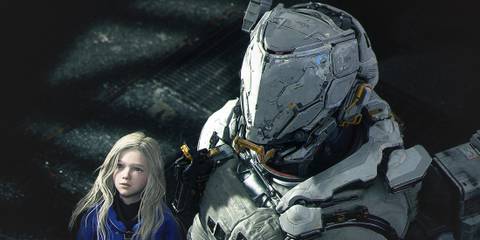 Pragmata promo screenshot little blonde girl next to robot