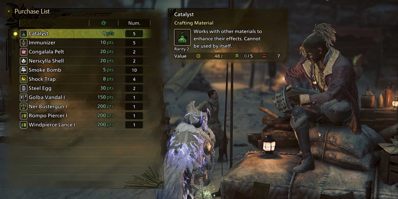 purchasing goods from support ship in monster hunter wilds