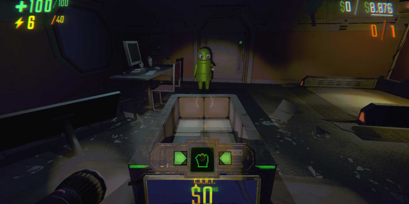 pushing the cart into a robot