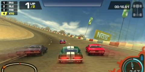 Racing in a muscle car in Need for Speed ProStreet