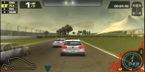 Racing in a white Golf GTI in Need for Speed Pro Street