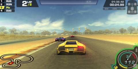 Racing in a yellow Lambourghini in Need for Speed Pro Street