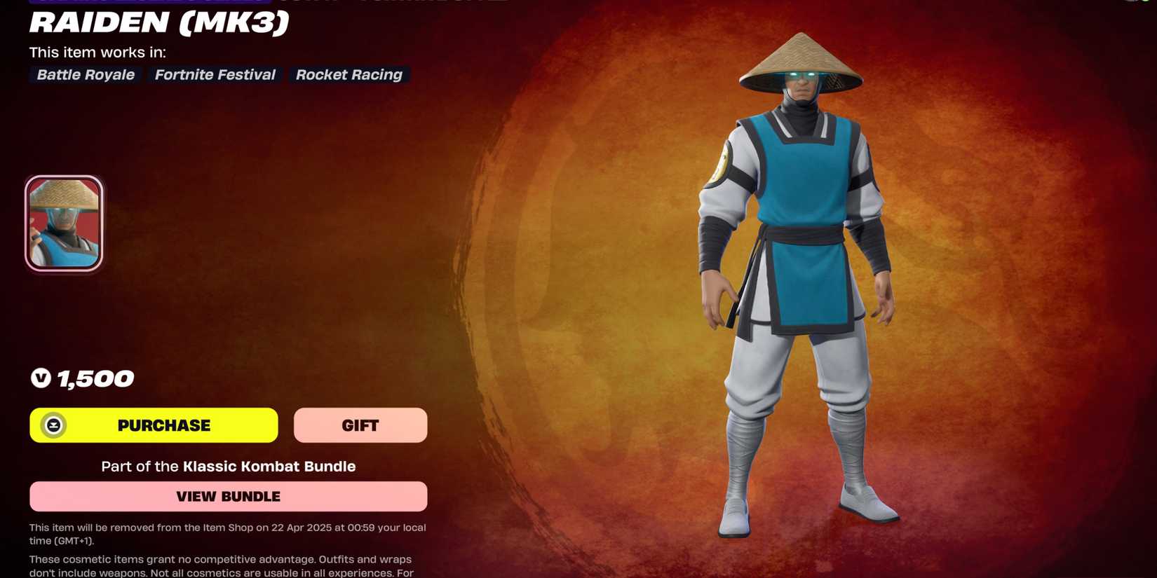 raiden in fortnite