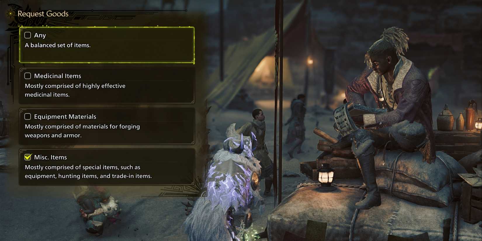 requesting goods from support ship in monster hunter wilds