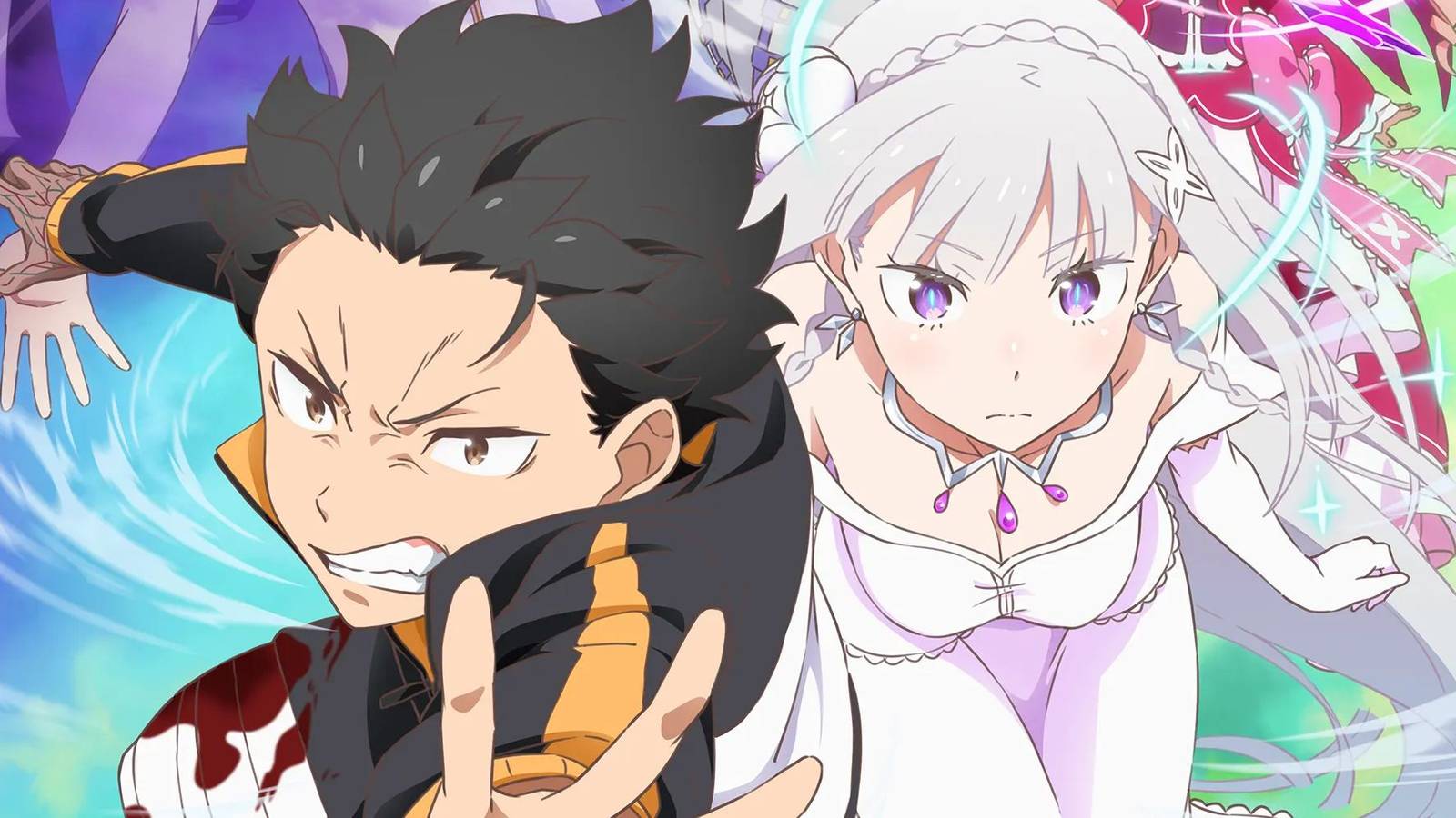 picture: subaru and emilia in re:zero season 3 poster.
