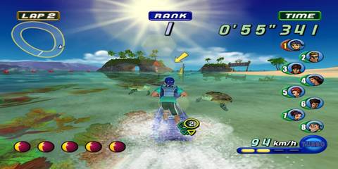 Riding on the sea in Wave Race