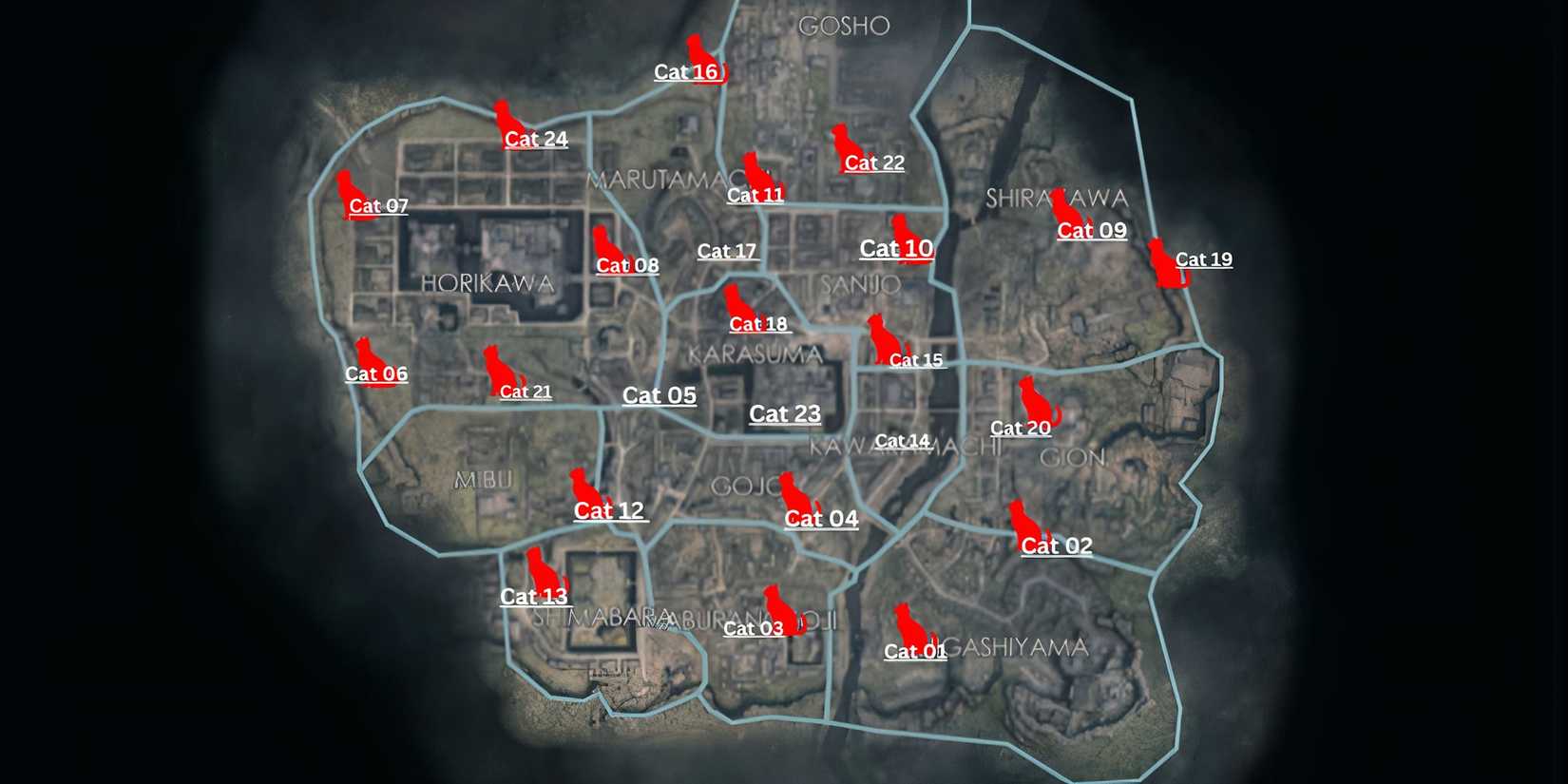 Rise of the Ronin Kyoto All Cat Locations