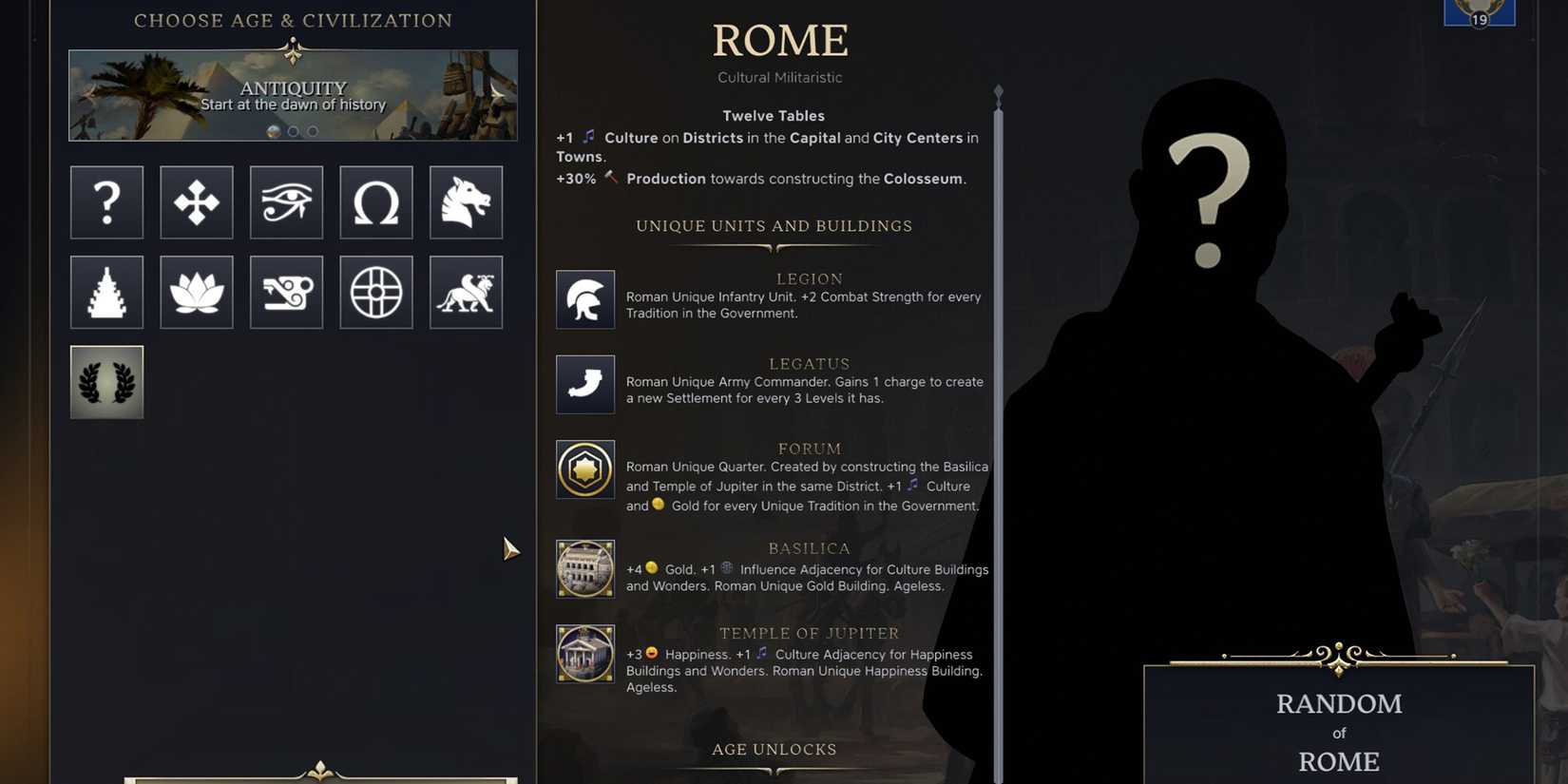 Rome Civilization in Civ 7