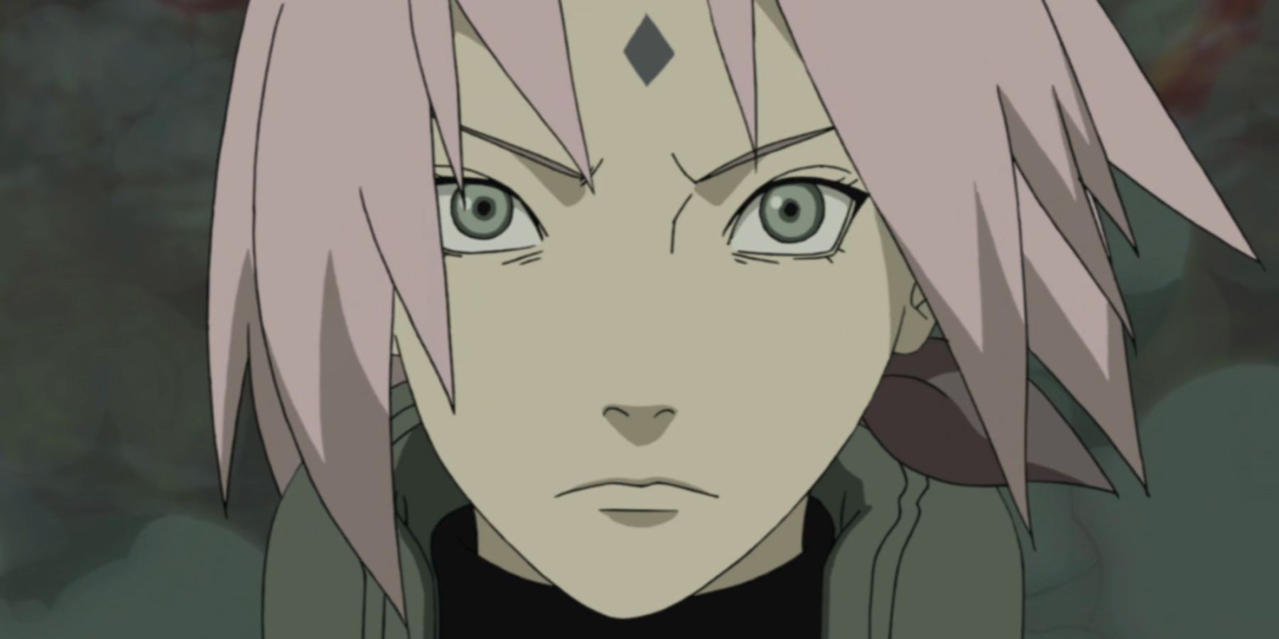 picture: haruno sakura with the byakugo seal on her forehead.