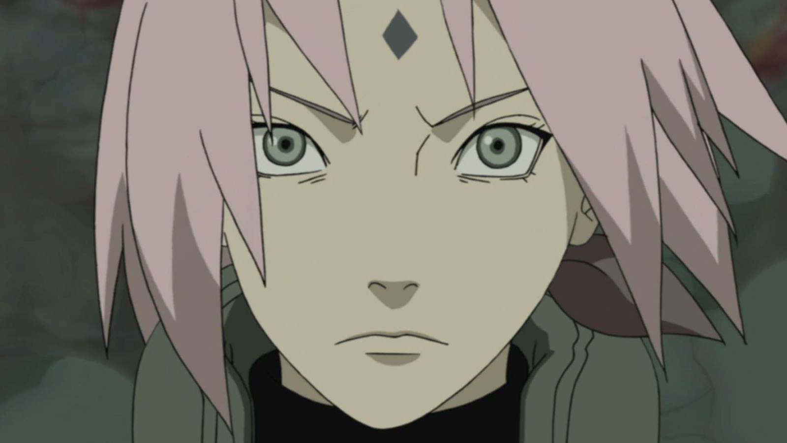 picture: haruno sakura with the byakugo seal on her forehead.