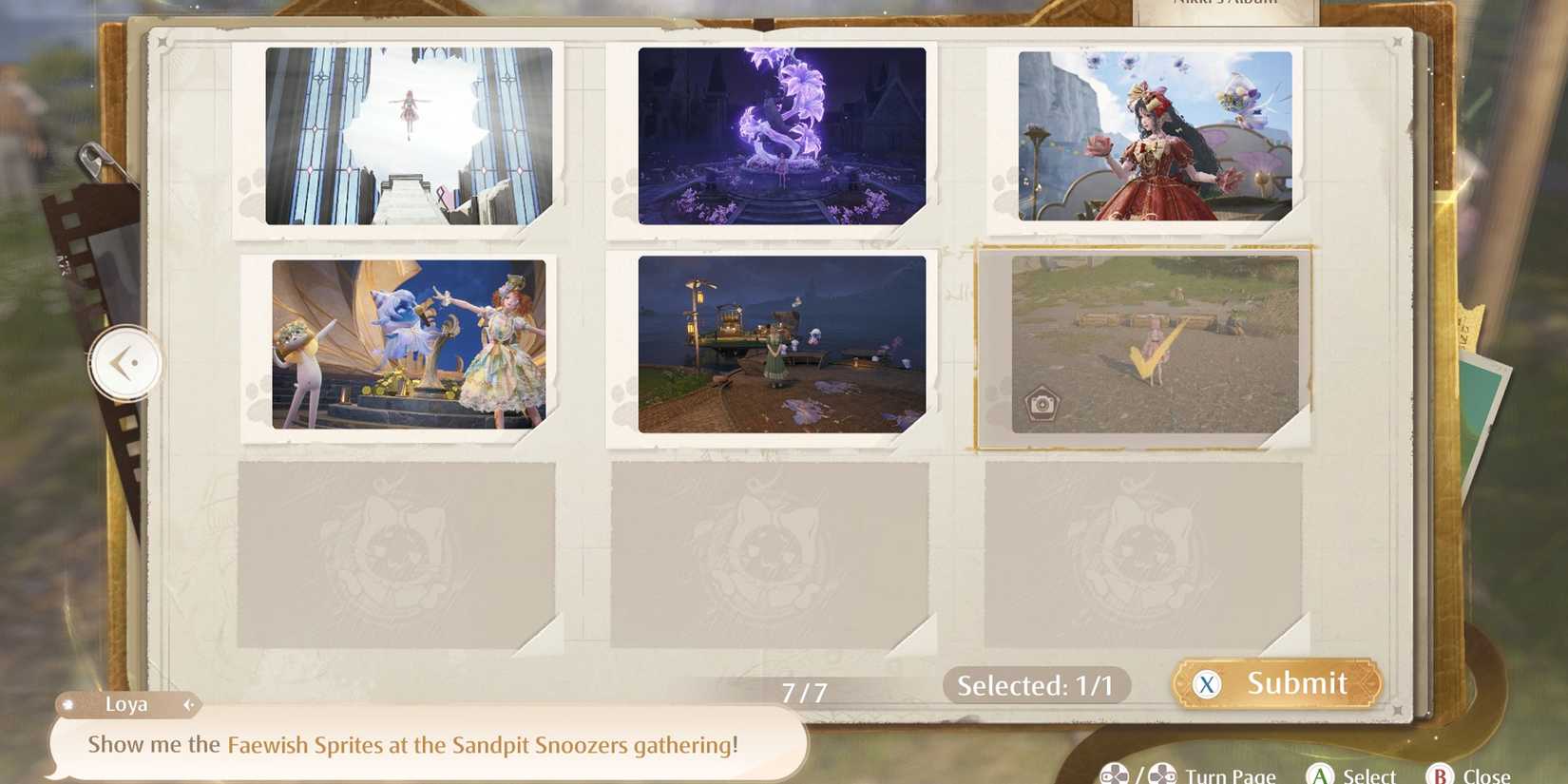 sandpit snoozers quest guide in infinity nikki - show faewish sprites at the sandpit snoozers gathering