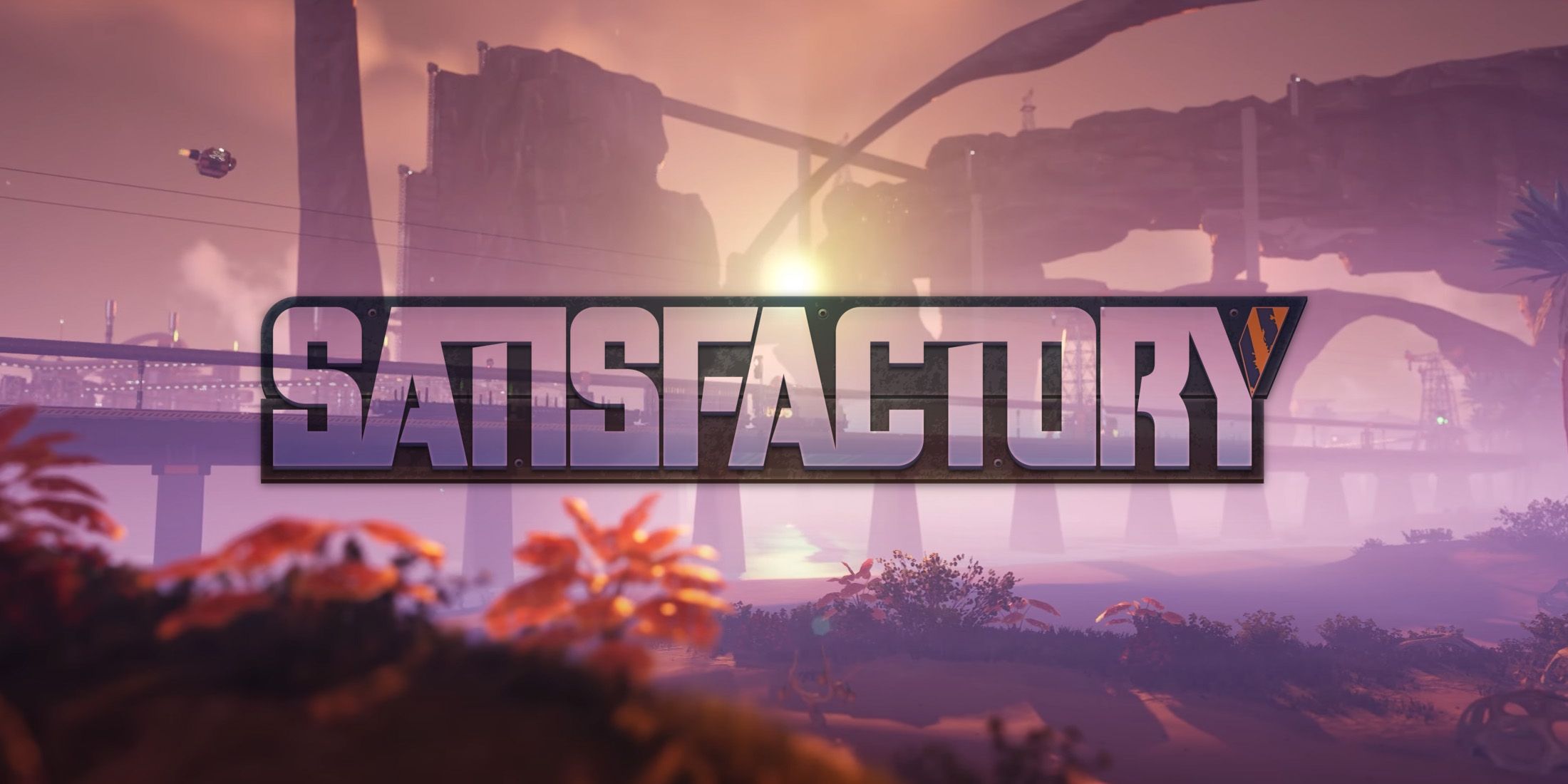 Satisfactory Update 1_1 video teaser screenshot with game logo