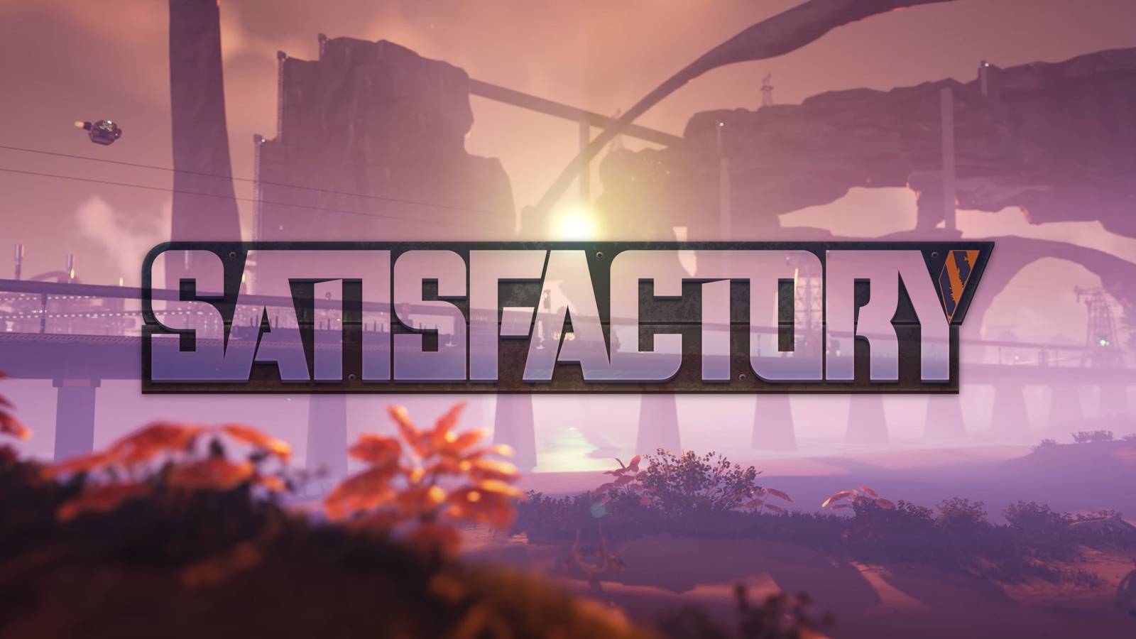 Satisfactory Update 1_1 video teaser screenshot with game logo