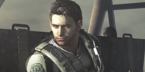 Chris sitting down smiling in Resident Evil 5