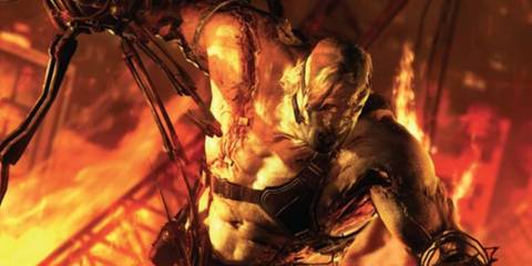 Ustanak standing in a lava chamber in Resident Evil 6