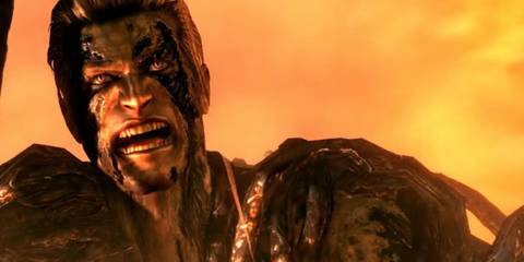 Wesker burning in lava in Resident Evil 5 