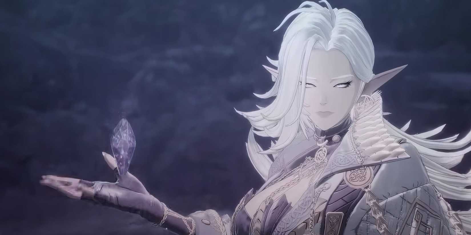 Bellerian holding a magic crystal in The First Berserker Khazan