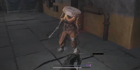 Protagonist sneaking by a samurai foe in AI Limit