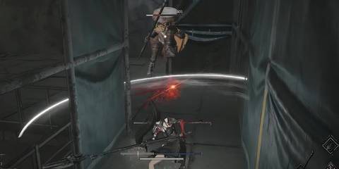 Aryssa slashing a soldier in AI Limit