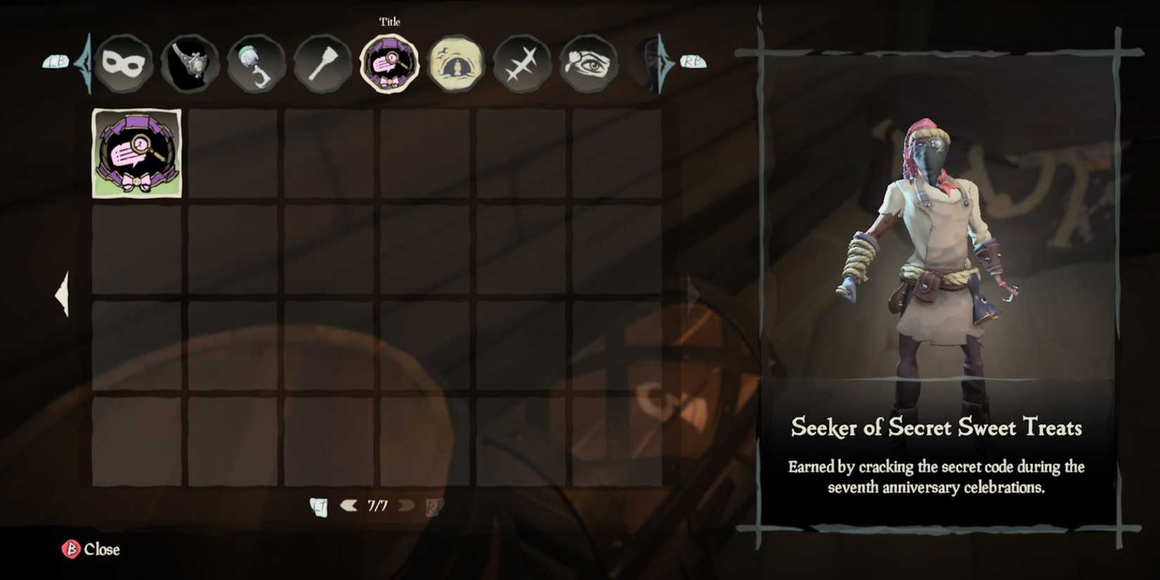 Seeker of Secret Sweet Treats Title in Sea of Thieves