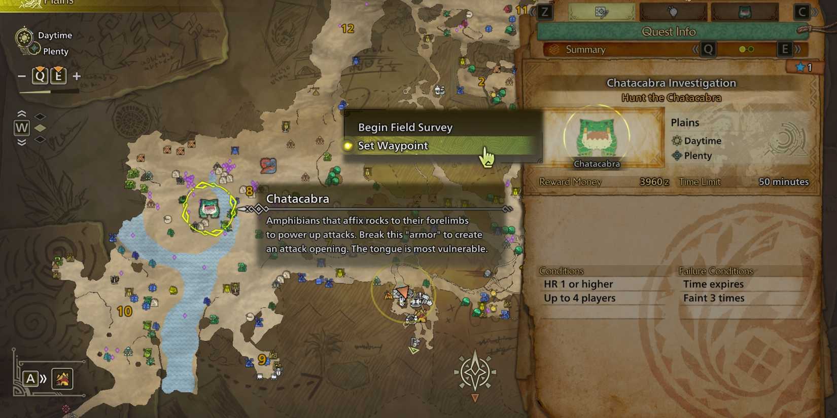 set waypoint to chatacabra in monster hunter wilds